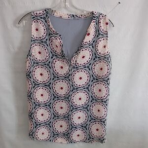 LOFT Gray and Pink Patterned Tank Top